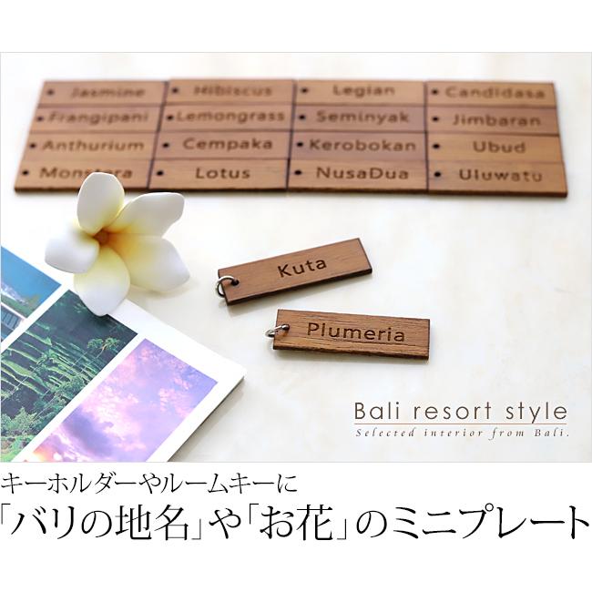 「バリの地名」や「お花」のミニプレート※丸カン付き  ホテル キーホルダー ルームキー ルームキーホルダー メール便対応可 |  | 01