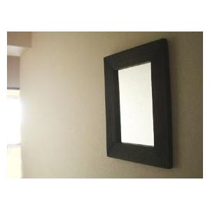 バリ アンティークミラー1 (50×40cm) 鏡 壁掛け アジアン雑貨 木製