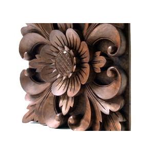 木彫りのレリーフ(お花) 玄関 リビング 壁 飾り おしゃれ インテリア