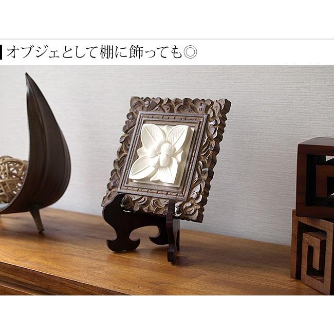 石のレリーフ(木彫りフレーム) アジアン雑貨 バリ インテリア