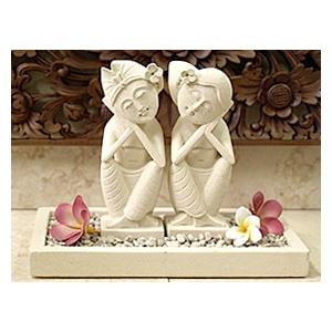 バリ LOVERS(セット)S アジアン雑貨 インテリア おしゃれ 石像 彫像