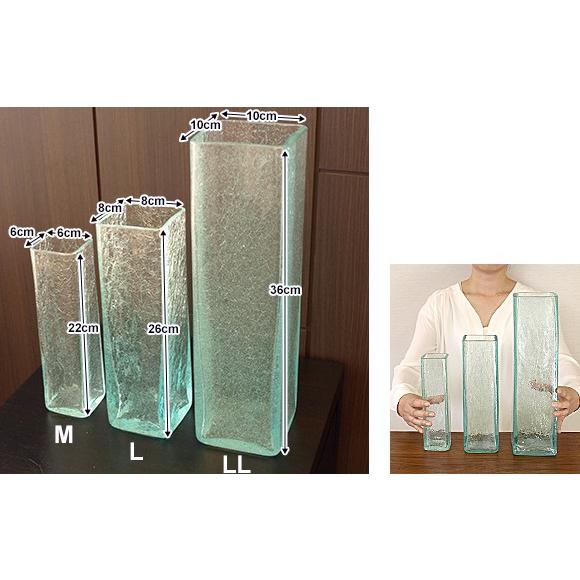 ガラスVASE 四角柱(ノーマル)L (ナチュラルストーン付き) フラワー