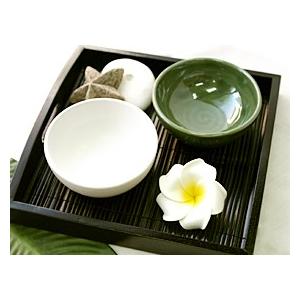 チーク仕切り盆⑅インドネシア トレー(チーク＆椰子)スクエア 24cm×24cm×4cm 取っ手付き