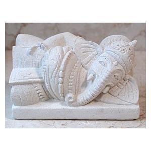 ガネーシャ(寝そべり)(ミニサイズ) 置物 石像 石彫り ストーン インド