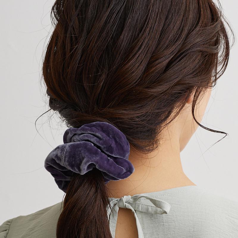 ヘアゴム No.340 シルクシュシュ 抜け毛予防 大人 ベルベット ヘアゴム シンプル