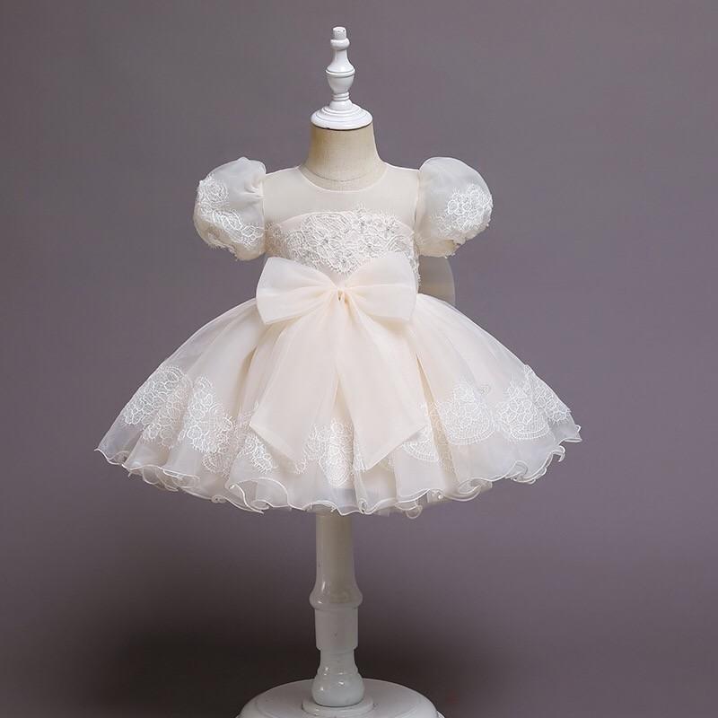 再入荷人気子どもドレス リボン付き 袖付きドレス七五三結婚式 お誕生