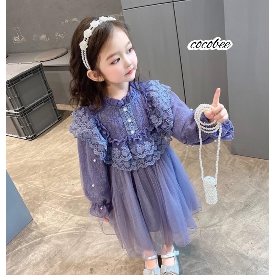 再入荷人気ドレス子ども長袖ドレスパープルこどもワンピース 入学式入園式服子供服女の子卒園式フォーマルドレスリングガール結婚式90100110120130140cm |  | 05