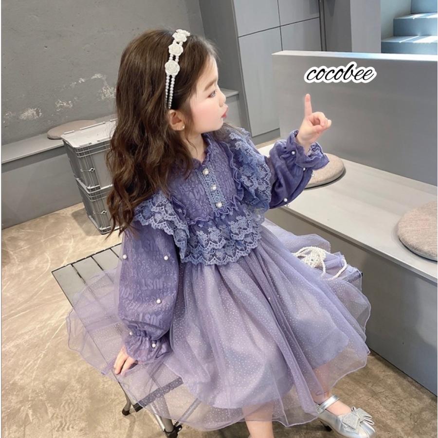 再入荷人気ドレス子ども長袖ドレスパープルこどもワンピース 入学式入園式服子供服女の子卒園式フォーマルドレスリングガール結婚式90100110120130140cm |  | 07
