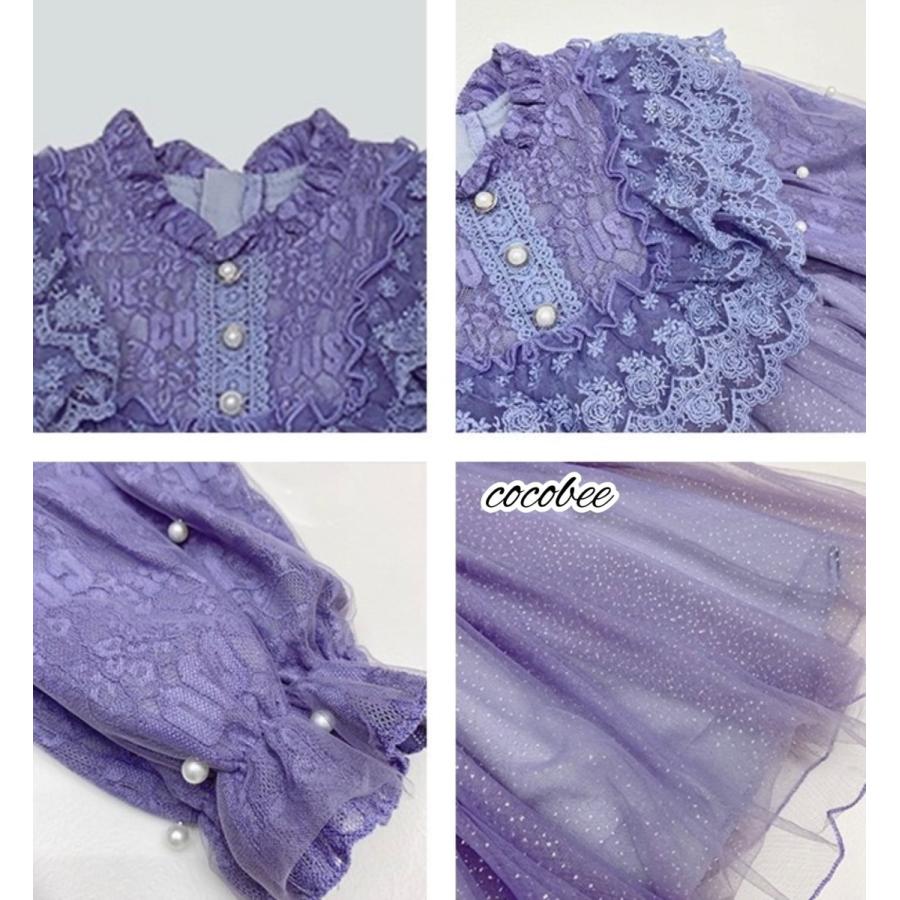 再入荷人気ドレス子ども長袖ドレスパープルこどもワンピース 入学式入園式服子供服女の子卒園式フォーマルドレスリングガール結婚式90100110120130140cm |  | 08