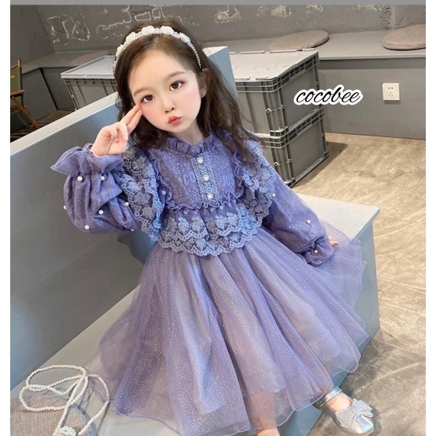 再入荷人気ドレス子ども長袖ドレスパープルこどもワンピース 入学式入園式服子供服女の子卒園式フォーマルドレスリングガール結婚式90100110120130140cm |  | 09