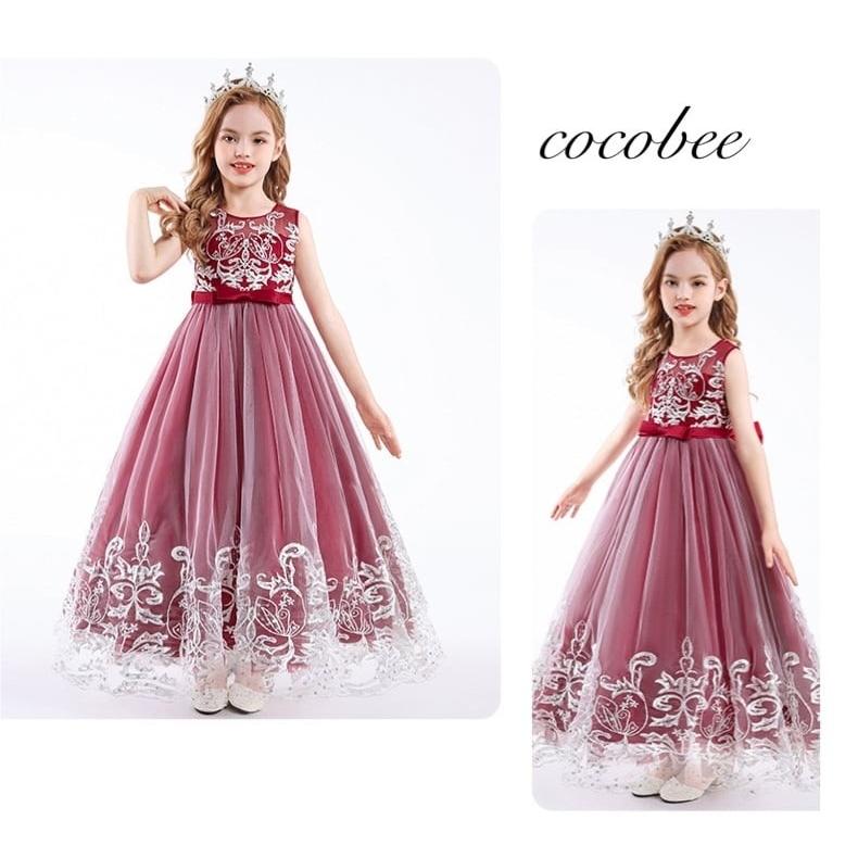 好評女の子フォーマル子供ドレス発表会 ジュニア キッズ ロングドレスコンクール お誕生日レッドパープル色ドレス刺繍高みえこどもドレスリングガール |  | 10