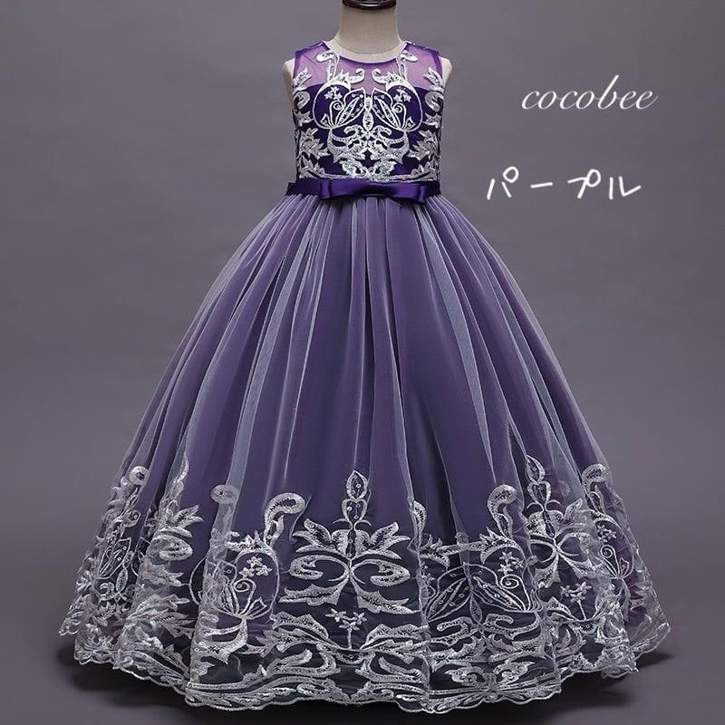 好評女の子フォーマル子供ドレス発表会 ジュニア キッズ ロングドレスコンクール お誕生日レッドパープル色ドレス刺繍高みえこどもドレスリングガール |  | 02