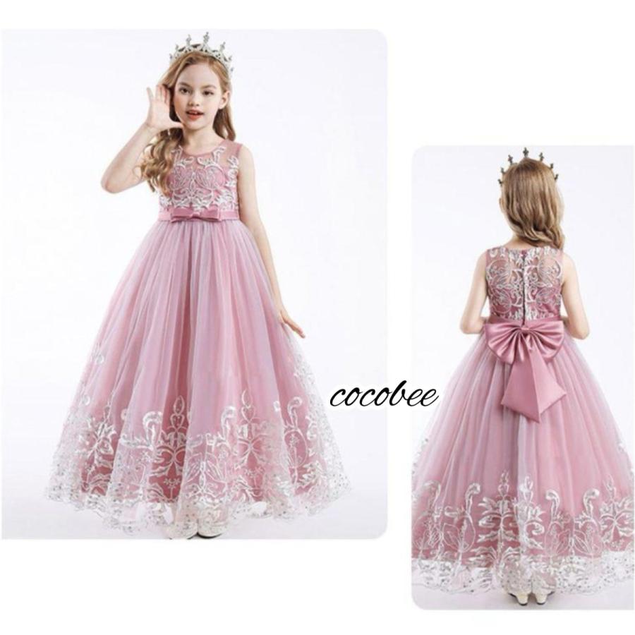 好評女の子フォーマル子供ドレス発表会 ジュニア キッズ ロングドレスコンクール お誕生日レッドパープル色ドレス刺繍高みえこどもドレスリングガール |  | 05