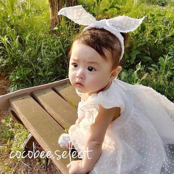 送料無料　女の子ロンパースヘアバンド付き ベビードレス 子供ドレス退院着 女の子ワンピース セレモニー ハーフバースデー 100日祝い 607080 cm |  | 02