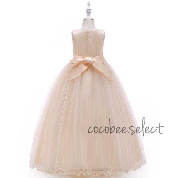 子供ドレス お花モチーフ ロングドレス 発表会 お誕生日 結婚式 フォーマルワンピース コンクール シャンパンゴールド グレー 120 130 140 150 160 cm |  | 05