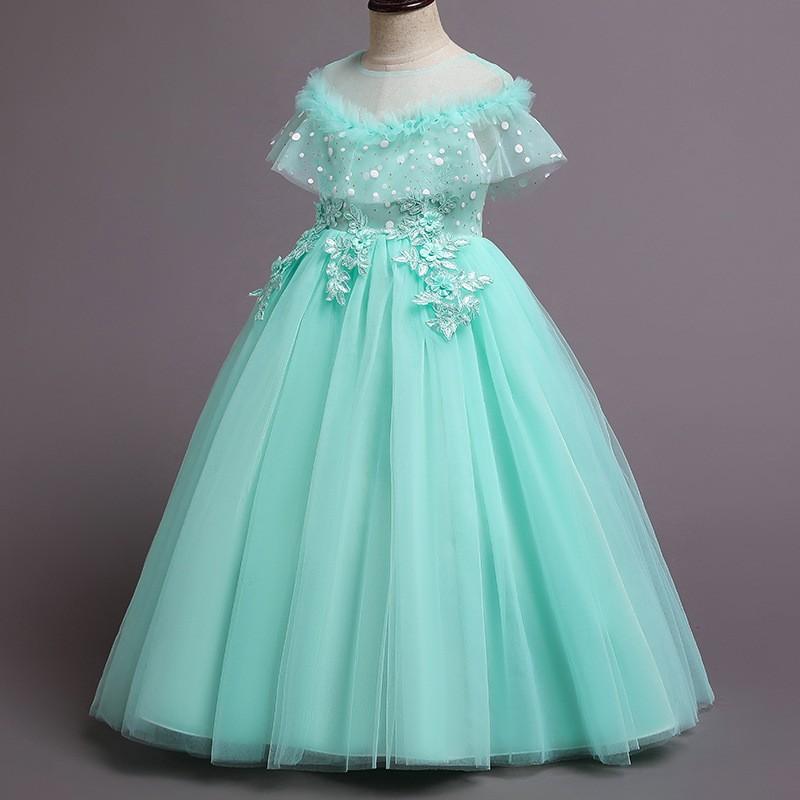 子供ドレス 発表会 ロング 結婚式 ミントグリーン 高級 ジュニア 女の子 ピンク ミントグリーン コンクール ドレス キッズ 120 130 140 150 160 cm フォーマル |  | 10