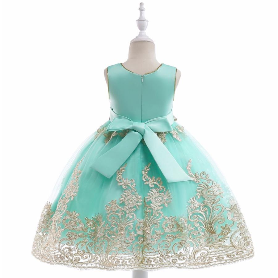 ドレス130㎝　シャンパンゴールド　青い鳥 子供ドレス130cm ピアノ発表会 ドレスの【青い鳥】