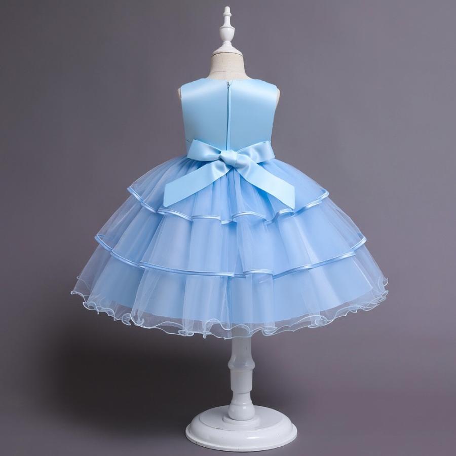 子供ドレス コンクール 女の子 ワンピース ゴージャス ブルー ピンク ダークピンク ふんわりキッズドレス お誕生日 110 120 130 140 150 |  | 12