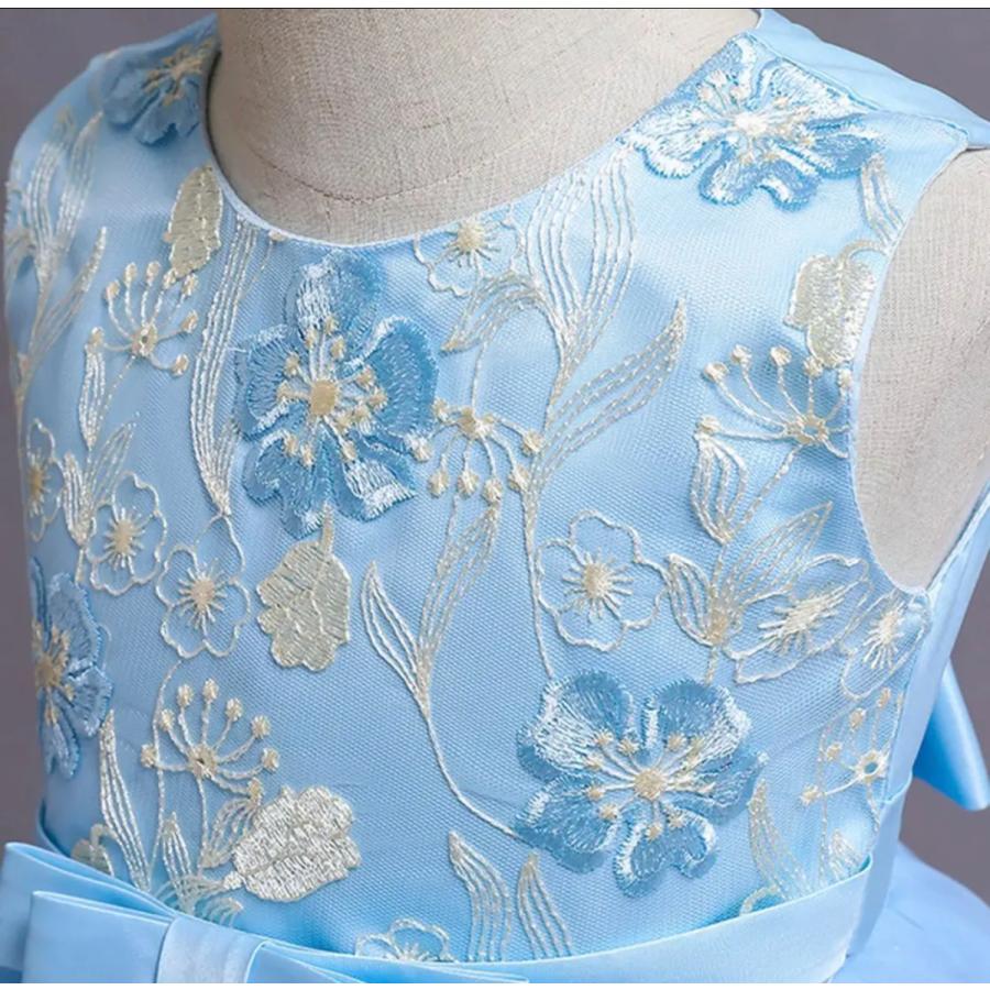 子供ドレス コンクール 女の子 ワンピース ゴージャス ブルー ピンク ダークピンク ふんわりキッズドレス お誕生日 110 120 130 140 150 |  | 13