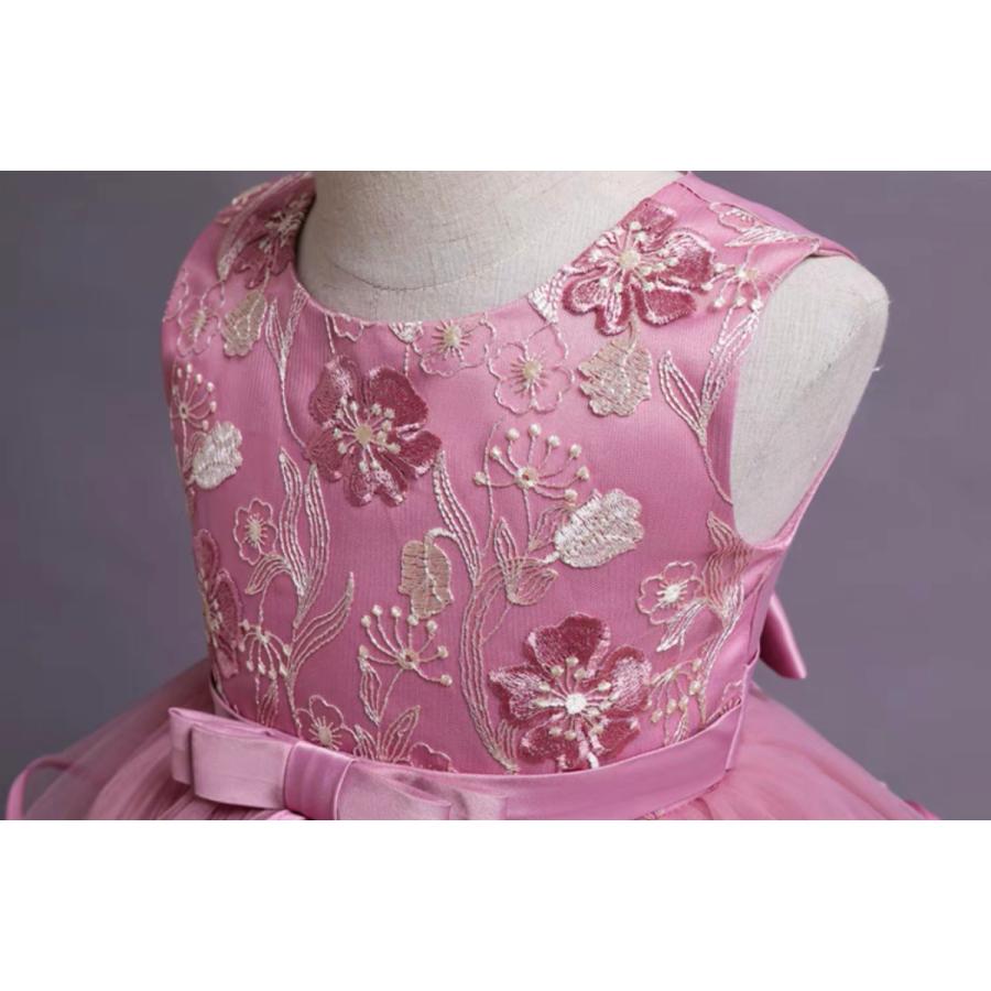 子供ドレス コンクール 女の子 ワンピース ゴージャス ブルー ピンク ダークピンク ふんわりキッズドレス お誕生日 110 120 130 140 150 |  | 04