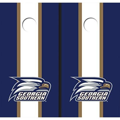 Georgia Southern UniversityヘッドロゴホワイトandブルーMatching LongストライプCornholeボード