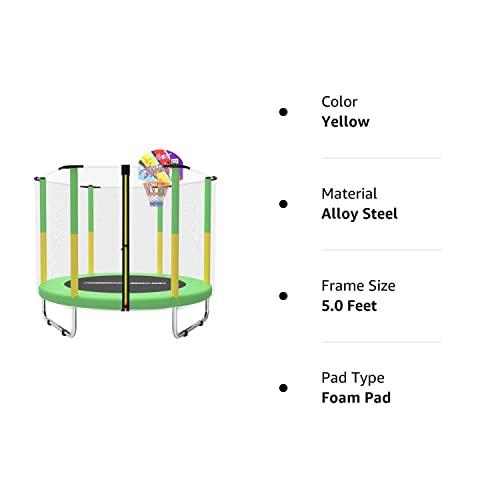 【希少】 FASHIONSPORT OUTFITTERS トランポリン 安全囲い付き - 屋内または屋外の子供用トランポリン - イエロー/グリーン - 5フィート 【S9922983830】(34798円)