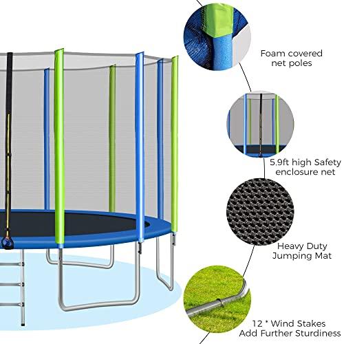 【アウトレット品】 Merax トランポリン 15フィート 安全囲いネット付き ウィンドステークとはしご付き 子供用トランポリン 【WSO1502180858】(52679円)