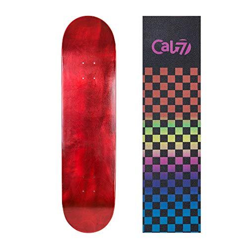 Cal 7 スケートボードデッキ レッド グラフィックグリップテープ付き(レインボー、7.75インチ) B08B913PJS