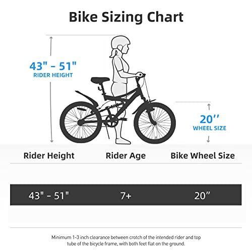 正規品 JOYSTAR Contender 20インチ ガールズ マウンテンバイク 男の子 女の子 7~13歳 子供用 自転車 フルデュアルサスペンションスチールフレーム 1スピードドライ 【KUE1701337949】(59665円)