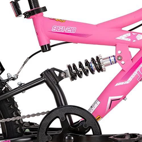 正規品 JOYSTAR Contender 20インチ ガールズ マウンテンバイク 男の子 女の子 7~13歳 子供用 自転車 フルデュアルサスペンションスチールフレーム 1スピードドライ 【KUE1701337949】(59665円)