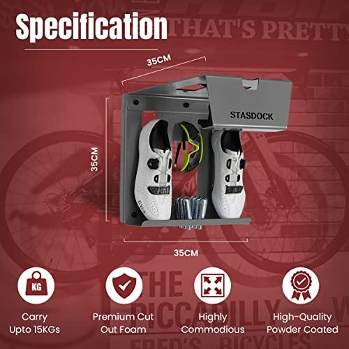 【公式】 Stasdock 自転車壁マウント - 水平屋内バイクストレージラック ガレージや自宅用 靴とメガネホルダー付き - 丈夫なスチール素材 - ディープシルバー 【EIM6965877412】(24429円)