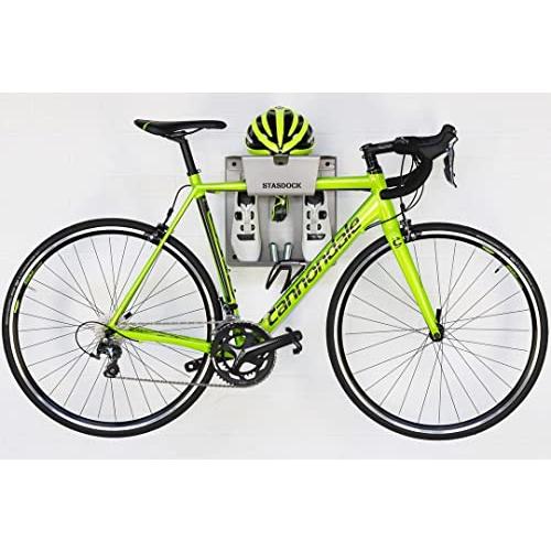 【公式】 Stasdock 自転車壁マウント - 水平屋内バイクストレージラック ガレージや自宅用 靴とメガネホルダー付き - 丈夫なスチール素材 - ディープシルバー 【EIM6965877412】(24429円)