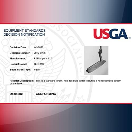 GoSports GS1 ツアーゴルフパター − 34インチ ピストルグリップと圧延フェース付き右利きブレードパター GS1 GoSports ツアーゴルフパター 34インチ ピストルグリップと圧延フェース付き右利きブレードパター