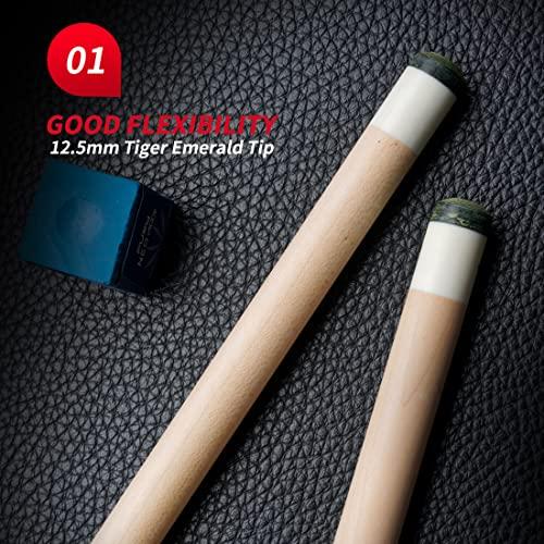 CRICAL Fury FS プールキュー ビリヤードキュー 12.5mm タイガーチップ 4チョイス スポーツ シリコンラップ メープルシャフト (FS-ブラック) FS CRICAL Fury プールキュー ビリヤードキュー 5mm タイガーチップ 4チョイス スポーツ シリコンラップ メープルシャフト ブラック