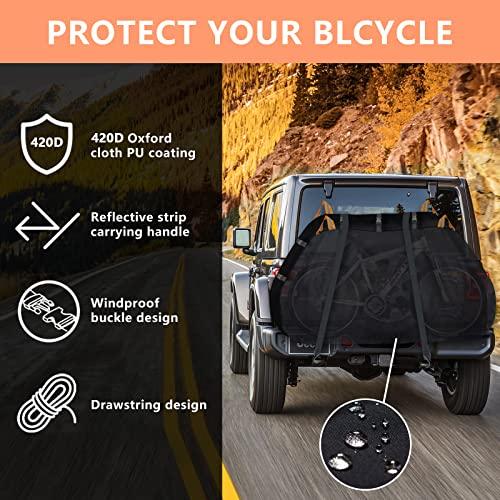Tokept バイクカバー 600D アップグレード 防水 高耐熱オックスフォード生地 反射ストリップ付き 車 RV SUV トラベルトレーラー 保護カバー (ブラックXL) Tokept バイクカバー 600D アップグレード 防水 高耐熱オックスフォード生地 反射ストリップ付き RV SUV トラベルトレーラー 保護カバー ブラックXL