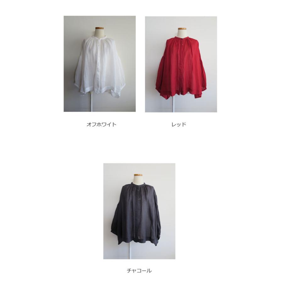 UNPLE　アンプル　ラミー　麻　ギャザー　ブラウス　バンドカラー　ナチュラル　クラシカル　U02A53097　通販　7903の画像