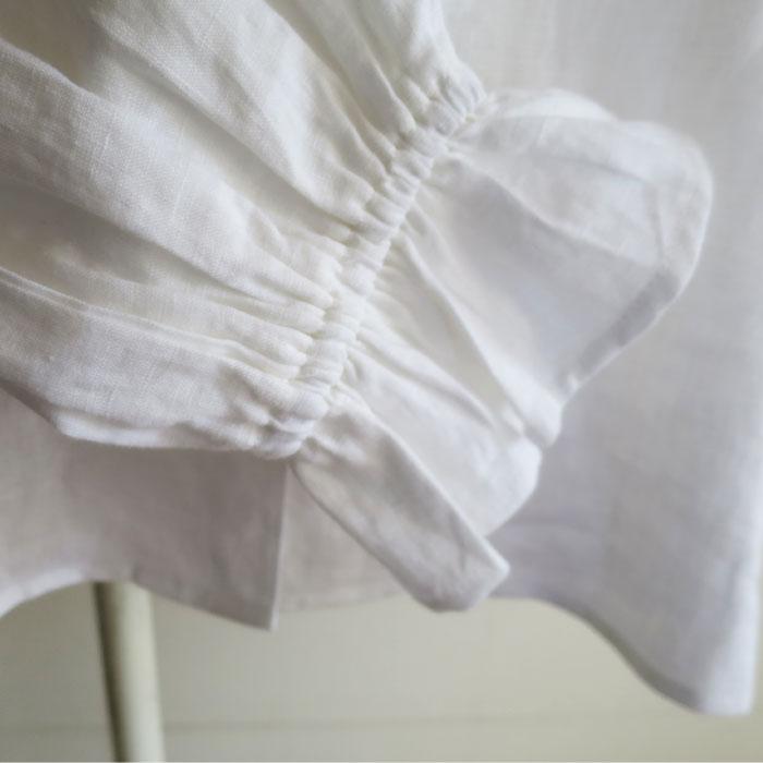 ista-ire イスタイーレ 強撚リネン 麻 フリルカラー ブラウス  