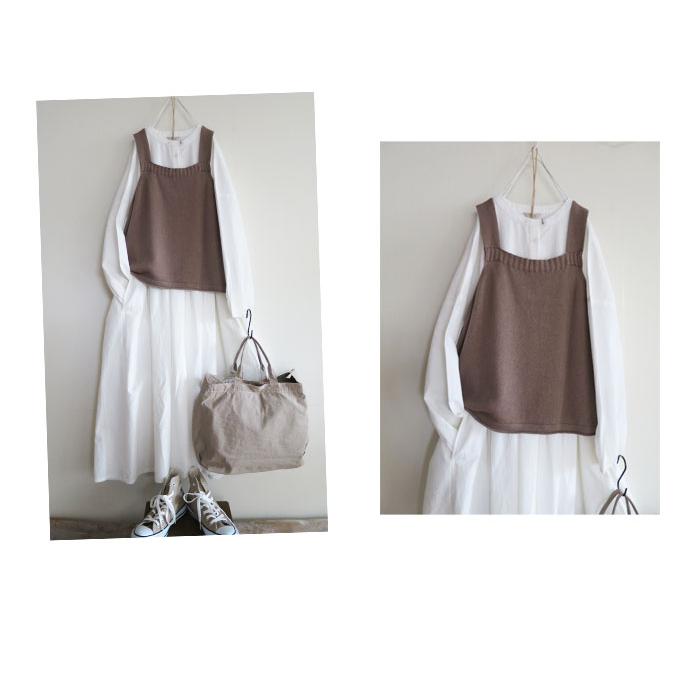 mao made（マオメイド） ざっくり 麻綿 2WAY ベスト ニットベスト