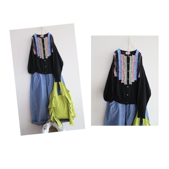 週末♪Mao made☆リネンフリルカーディガン mao made (マオメイド) リネンコットン ハイゲージフリルカーディガン