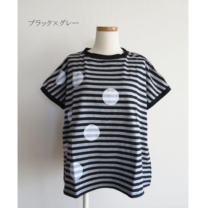 NARU（ナル） クラシック天竺 ボーダー ミナミドット 半袖Tシャツ 