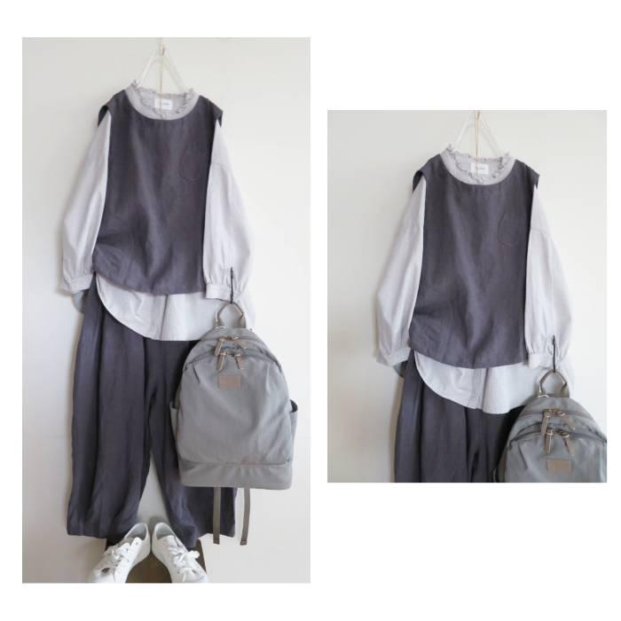 tumugu（ツムグ） リネン キャンパス アシンメトリー ベスト 麻100