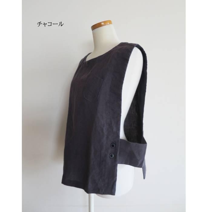 tumugu（ツムグ） リネン キャンパス アシンメトリー ベスト 麻100
