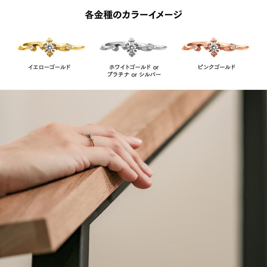 指輪 ダイヤモンド リング レディース シンプル k18 イエローゴールド ホワイトゴールド ピンクゴールド 天然ダイヤモンド ファッションリング 日本製の画像