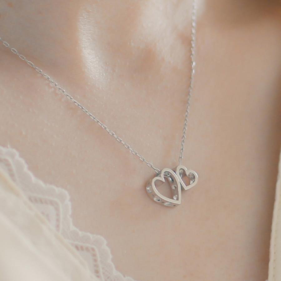 ネックレス レディース ハート ネックレス プラチナ 金属アレルギー 日本製 おしゃれ プレゼント ギフト クリスマス 卒業式 入学式の画像