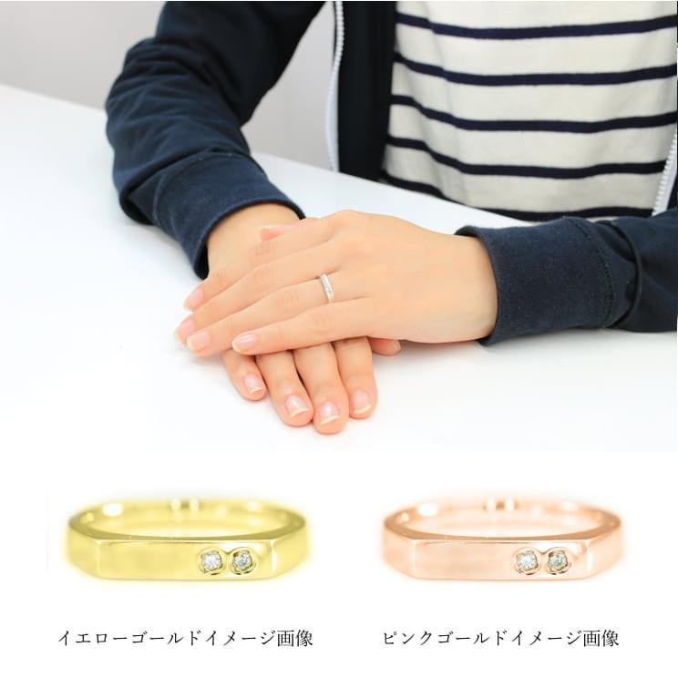 指輪 ダイヤモンド リング レディース シンプル k18 イエローゴールド ホワイトゴールド ピンクゴールド 天然ダイヤモンド ファッションリング 日本製の画像