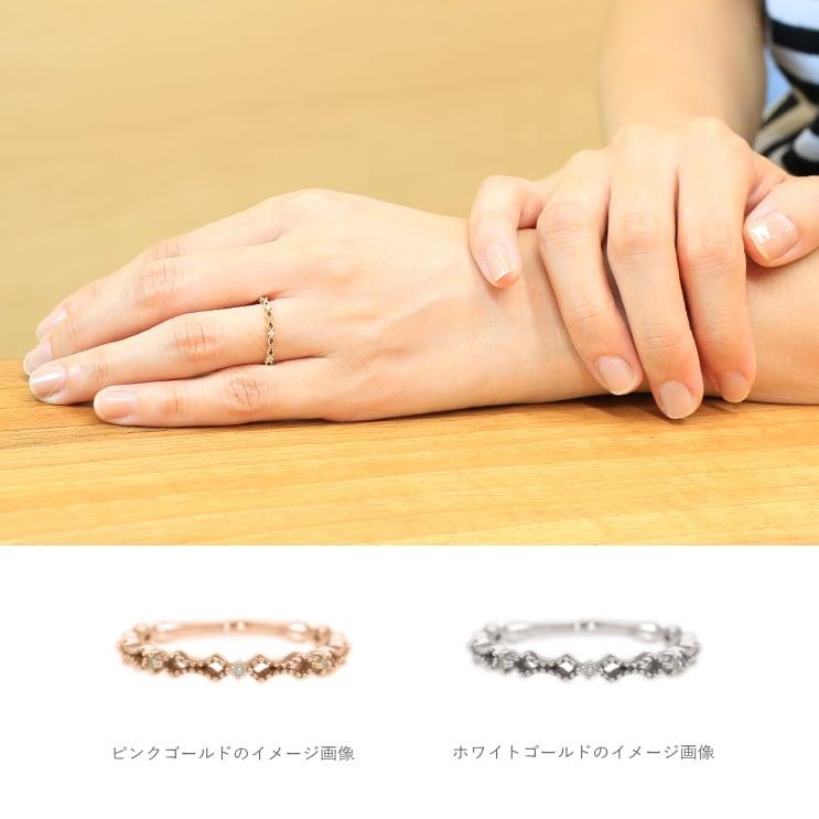 指輪 レディース ダイヤモンド リング k10 イエローゴールド ホワイトゴールド ピンクゴールド 極細リング 天然ダイヤモンド 日本製 プレゼント ギフトの画像