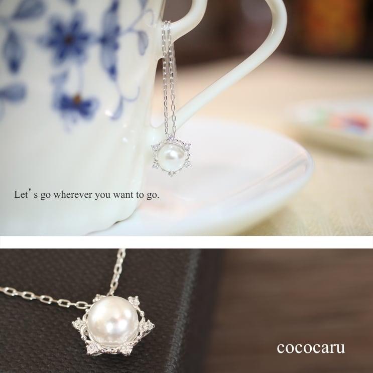 cococaru（ココカル） ネックレス18金 アコヤ真珠 ダイヤモンド 