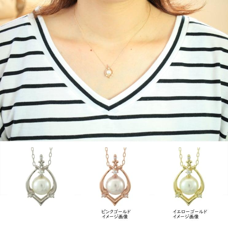 ネックレス18金 アコヤ真珠 ダイヤモンド ネックレス k18 イエローゴールド ホワイトゴールド ピンクゴールド 日本製 おしゃれ プレゼント ギフト クリスマスの画像