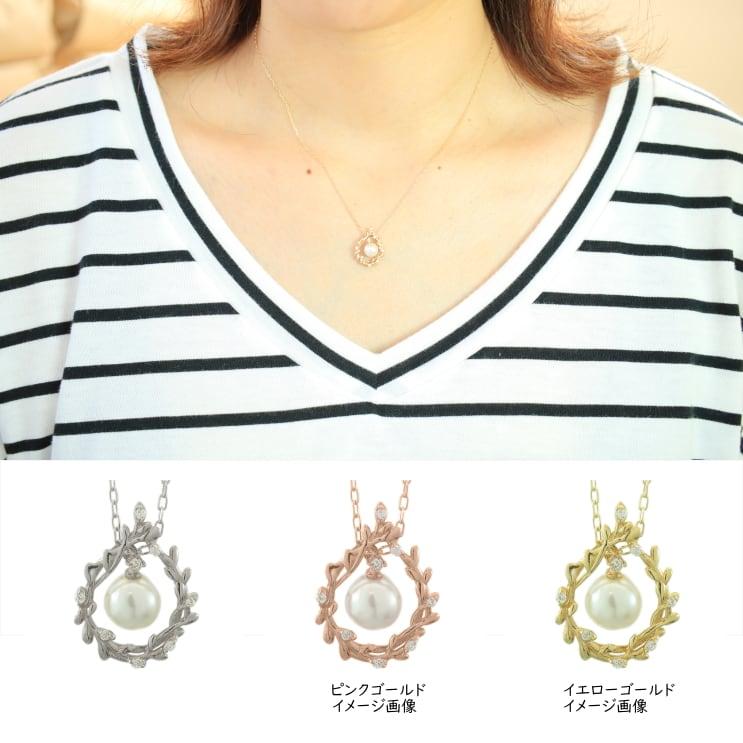 k18ネックレス アコヤ真珠 ダイヤモンド ネックレス k18 イエローゴールド ホワイトゴールド ピンクゴールド 天然ダイヤモンド 日本製 プレゼント ギフトの画像