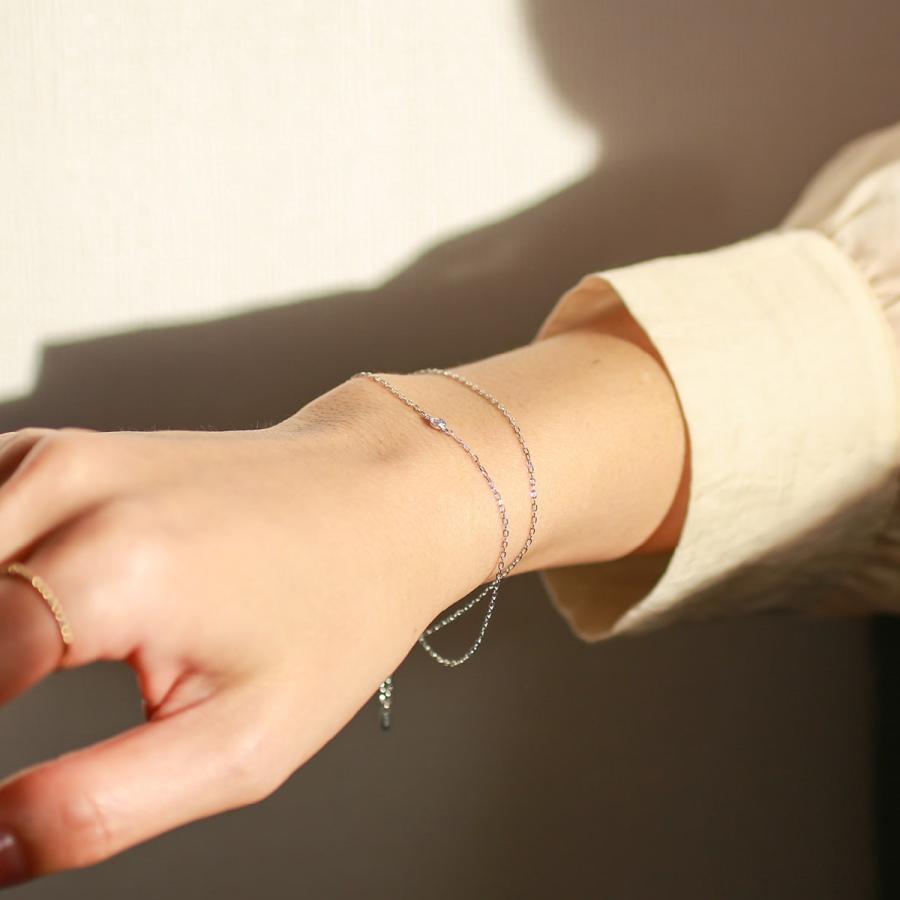 cococaru（ココカル） ダイヤモンド ブレスレット 2連 小豆チェーン